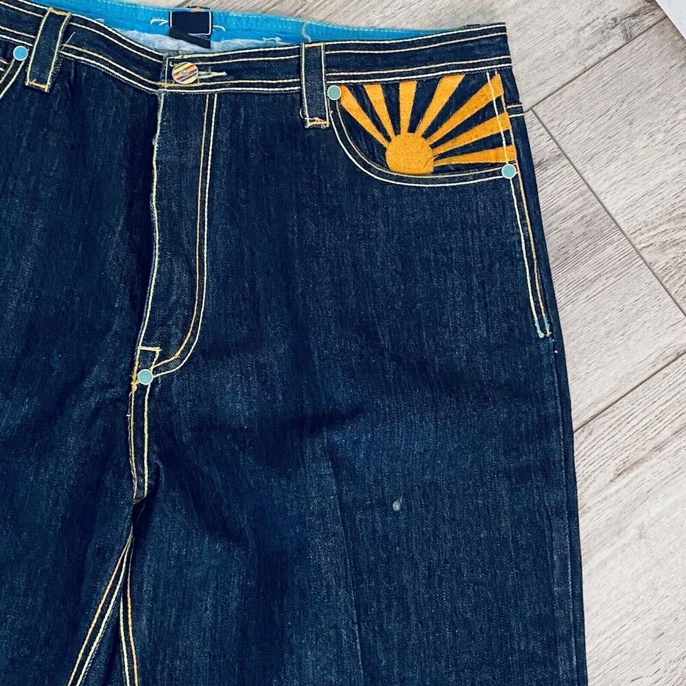 Vintage Y2k Coogi Pocket Embroidered Denim Jeans Sunshine Bird Baggy 42x34 Skate - Picture 2 of 11